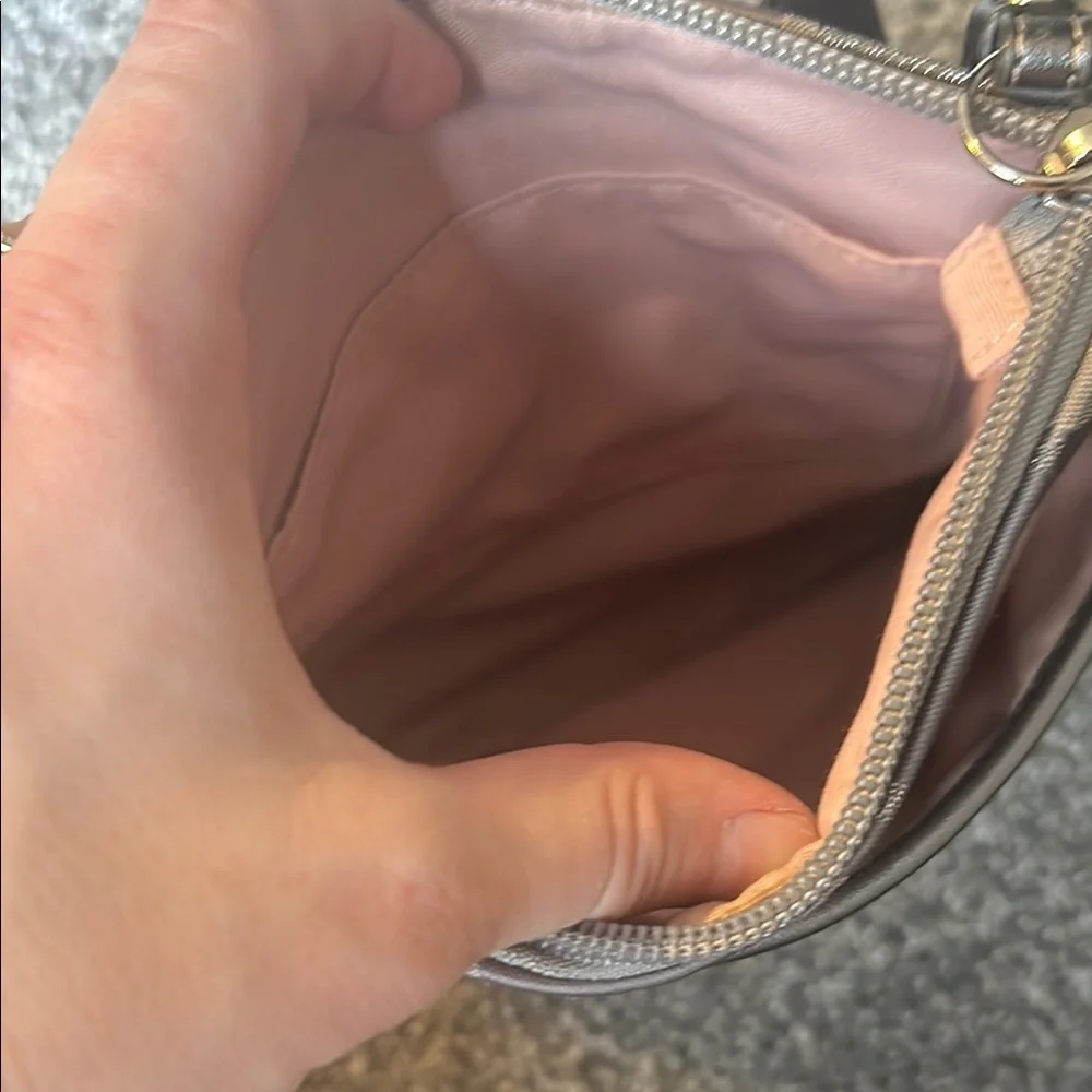 Coach Gray and Silver Crossbody Bag with Iconic Signature Pattern - Picture 3 of 6